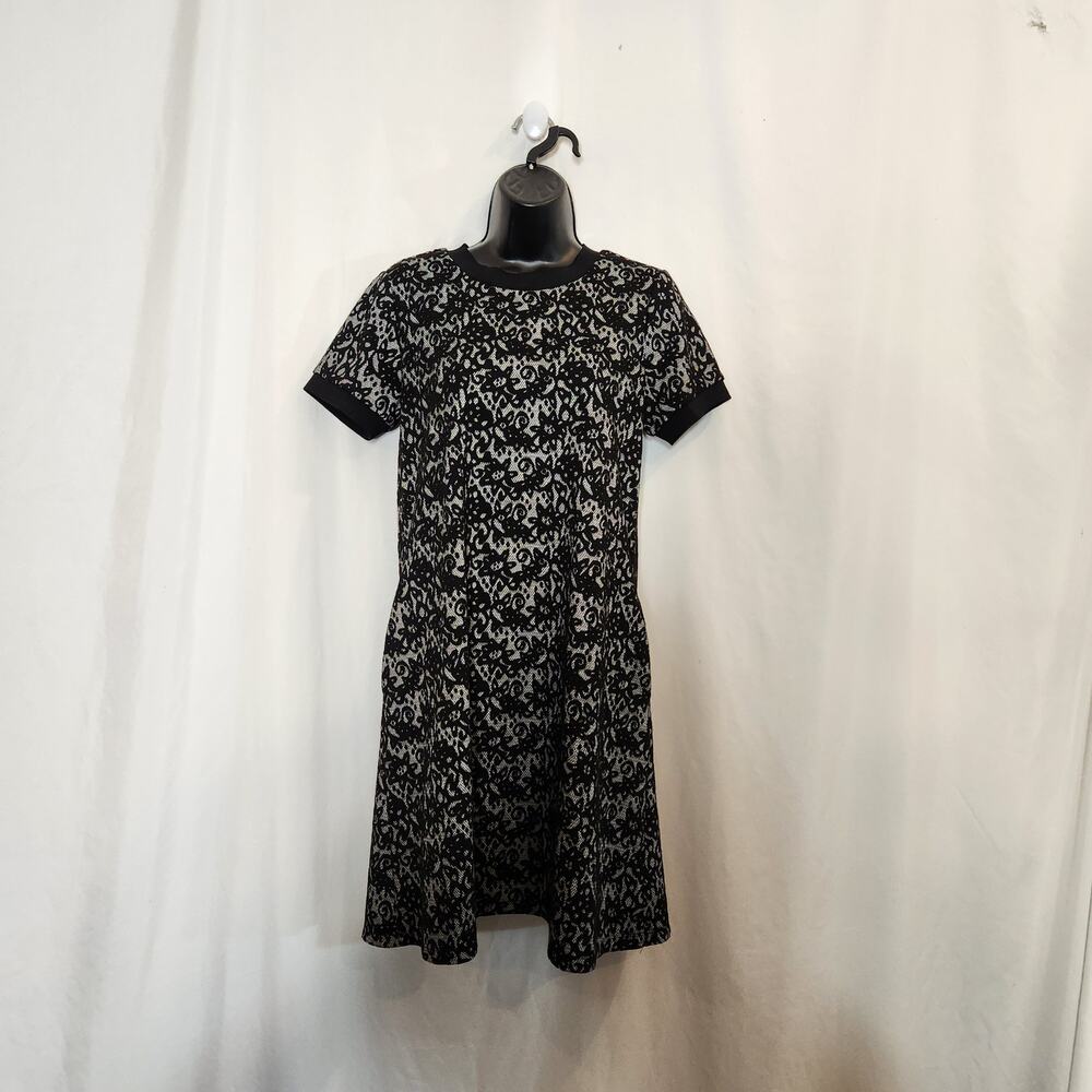 AB STUDIO Black White Textured Knit Floral Fishnet Goth Whimsigoth Witch Women S